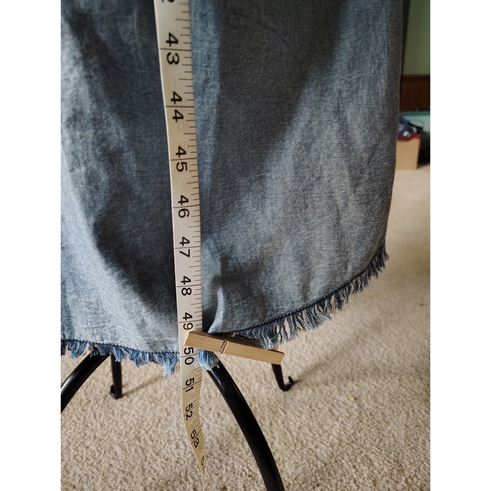 Roper Denim Maxi Dress Womens Light Wash Raw Hem Sleeveless Pockets Blue NEW - Picture 14 of 14